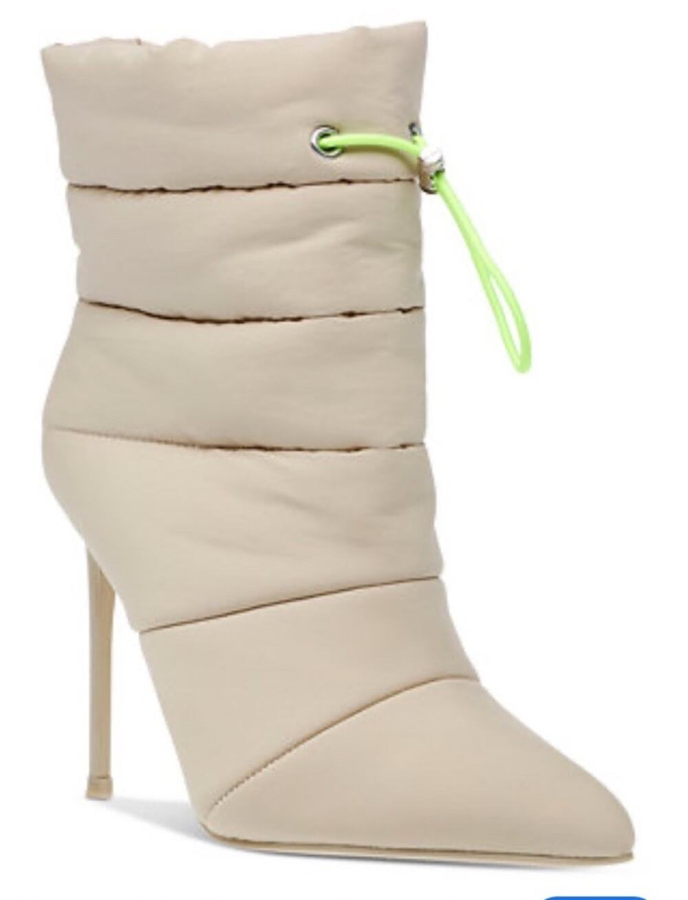 Steve Madden Womens Sz 6.5 Cloak Boots Beige Puffer Booties Stiletto Heel NEW!
